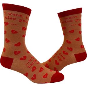 Crazy Dog T-Shirts Womens Sarcastic Socks Cute Socks with Funny Graphic Designs Novelty Socks for Women(Kiss Backhand)