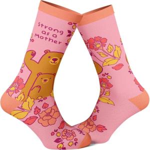 Crazy Dog T-Shirts Women’s Strong As A Mother Socks Cute Mother’s Day Momma Bear Parenting Graphic Footwear