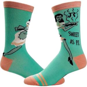 Crazy Dog T-Shirts Women’s Sweet As Pi Socks Funny Math Nerd 3.14 Novelty Dessert Kitchen Graphic Footwear