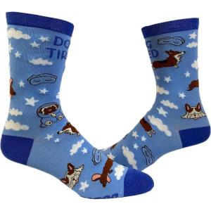Funny Dog Tired Socks for Women – Sleepy Puppy and Cloud Print – Soft Cotton Blend Crew Socks – Cute Novelty Footwear for Pet Lovers and Bedtime Comfort