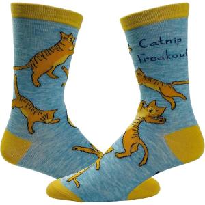 Women’s Catnip Freakout Socks Funny Pet Kitty Cat Animal Lover Crazy Cat Lady Footwear