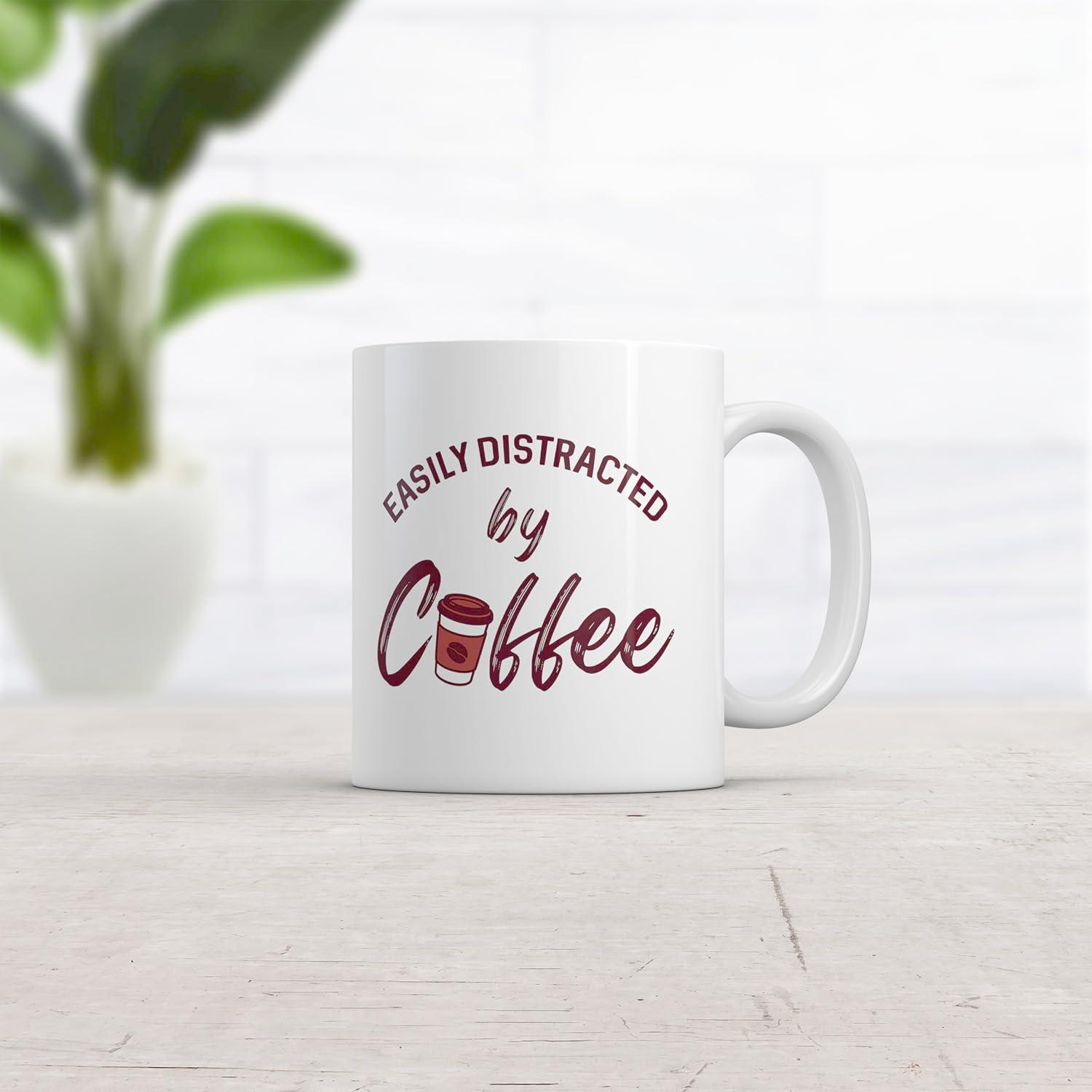 imageCrazy Dog TShirts Easily Distracted By Coffee Mug Funny Caffeine Lovers Graphic Novelty Cup11oz