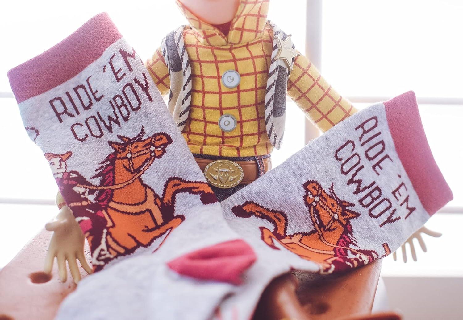 imageCrazy Dog TShirts Mens Ride Em Cowboy Socks Funny Horseback Riding Desert Sun Novelty Western Footwear