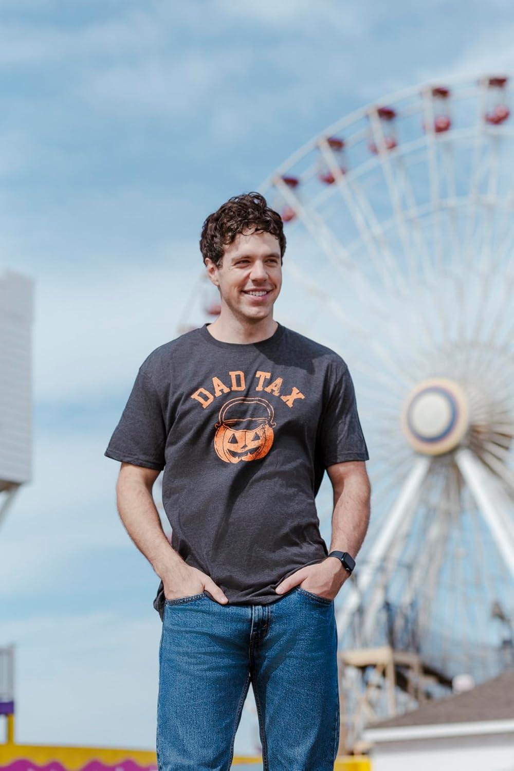imageMens Dad Tax T Shirt Funny Halloween Trick Or Treat Candy Joke Tee for GuysHeather Black Dadtax