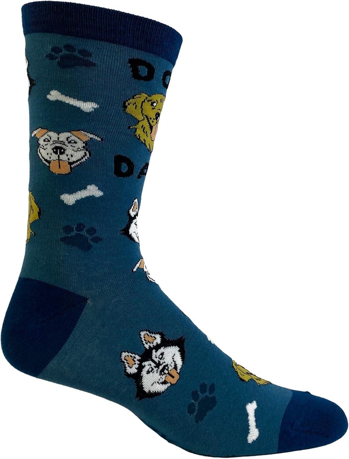 imageMens Dog Dad Socks Funny Fathers Day Pet Puppy Lover Graphic Footwear Blue One Size
