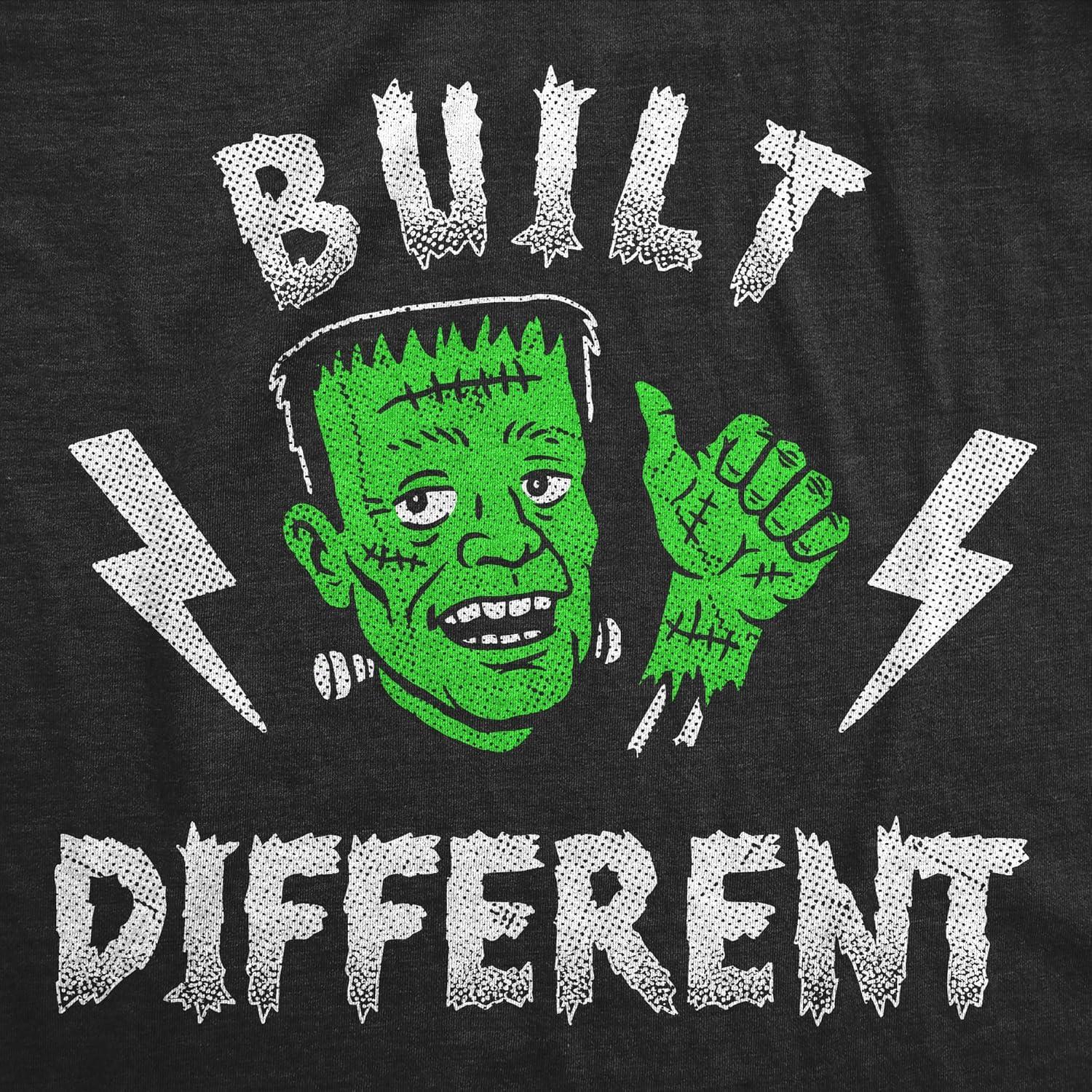 imageMens Funny T Shirts Built Different Sarcastic Frankenstein Graphic Novelty Halloween Tee for Men