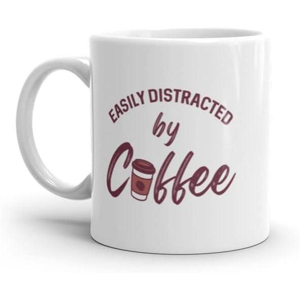 imageCrazy Dog TShirts Easily Distracted By Coffee Mug Funny Caffeine Lovers Graphic Novelty Cup11oz