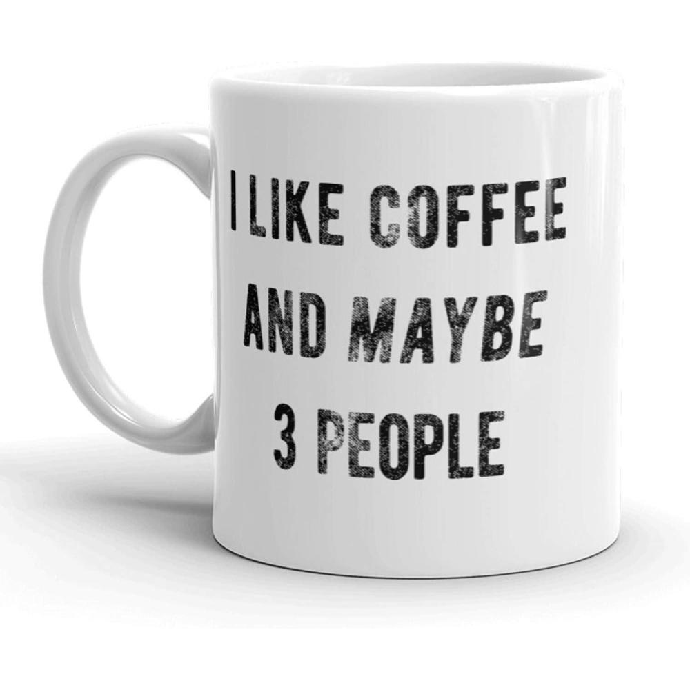 imageCrazy Dog TShirts Funny Sarcastic Mug I Like Coffee and Maybe 3 People Witty Ceramic Cup for Friends Coworkers and Introverts 11oz Novelty Gift for Adults