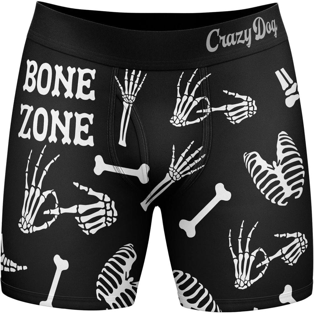 imageCrazy Dog TShirts Mens Funny Boxers Bone Zone Sarcastic Skeleton Graphic Underwear for Men