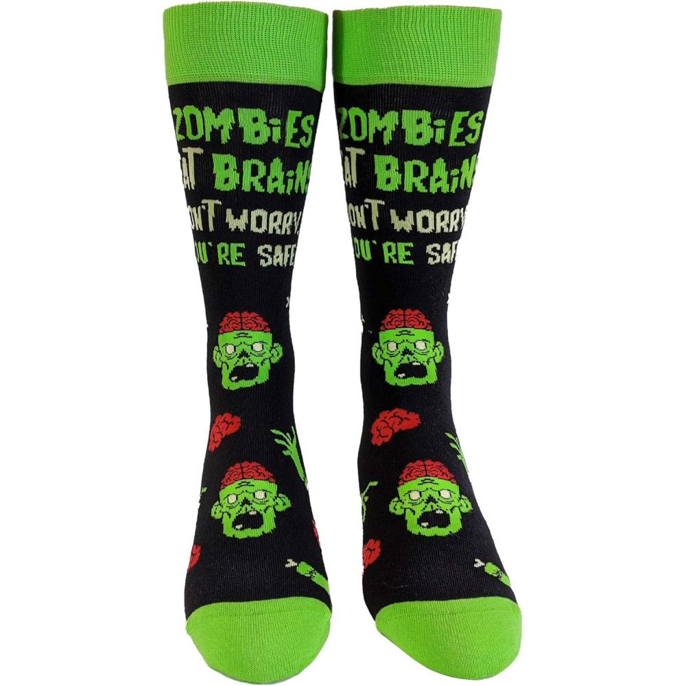 imageCrazy Dog TShirts Youth Zombies Eat Brains so Youre Safe Socks Funny Sarcastic Humor Halloween Vintage Footwear