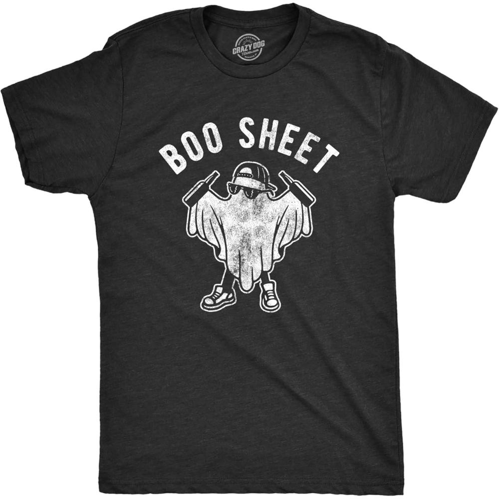 imageMens Boo Sheet T Shirt Funny Halloween Party Ghost Costume Beer Sarcastic TeeHeather Black