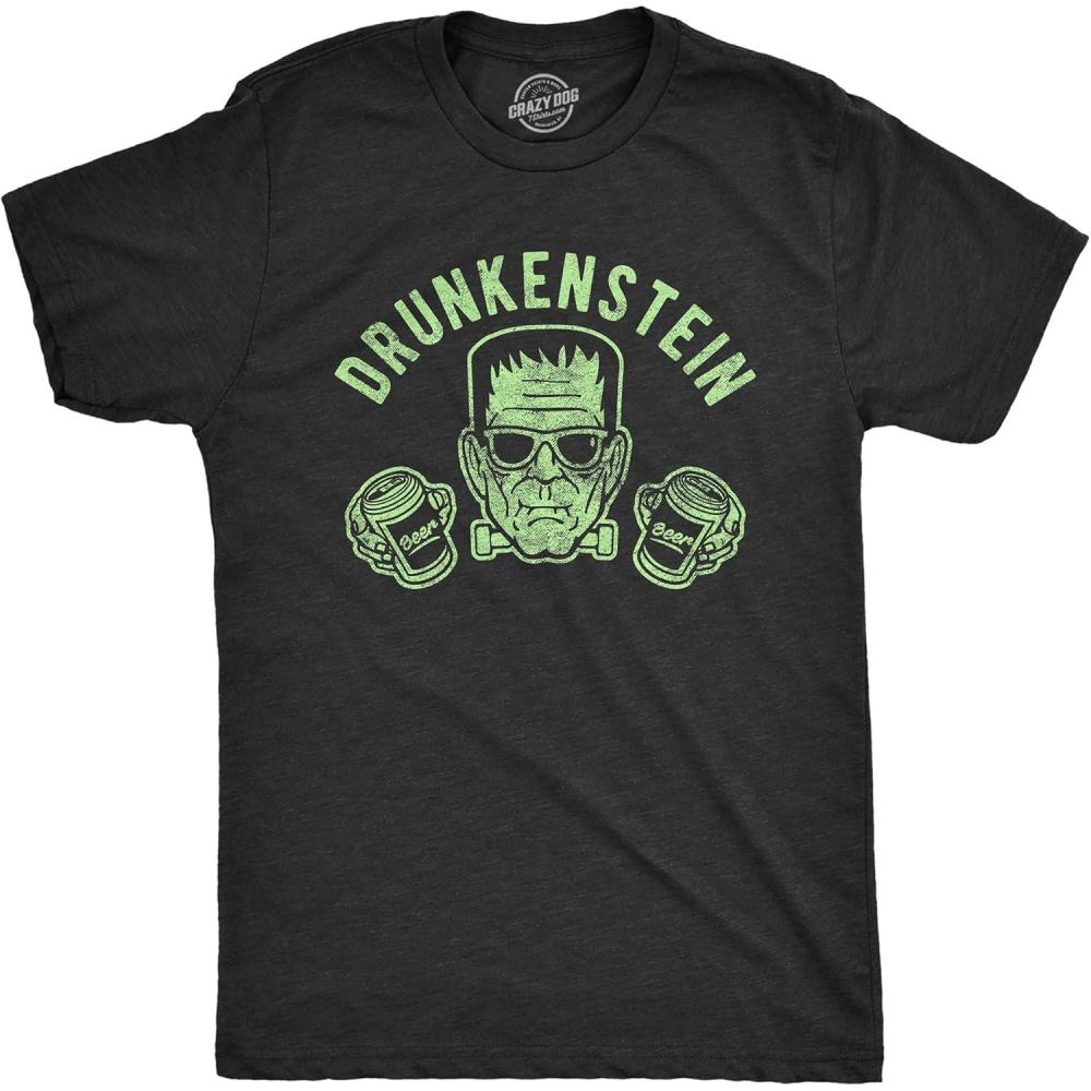 imageMens Drunkenstein T Shirt Funny Frankenstein Beer Halloween Party Graphic TeeHeather Black