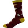 Funny Coffee Socks for Men – You Can Do It Quote with Cup and Bean Graphics – Comfy Maroon and Yellow Crew Fit – Novelty Gift for Coffee Lovers and Baristas