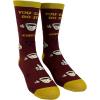 Funny Coffee Socks for Men – You Can Do It Quote with Cup and Bean Graphics – Comfy Maroon and Yellow Crew Fit – Novelty Gift for Coffee Lovers and Baristas