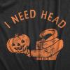 Mens I Need Head T Shirt Funny Halloween Headless Horseman Pumpkin Sex Joke Tee for Guys(Heather Black – Head)