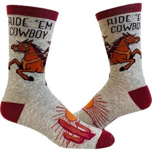 Crazy Dog T-Shirts Men’s Ride Em Cowboy Socks Funny Horseback Riding Desert Sun Novelty Western Footwear