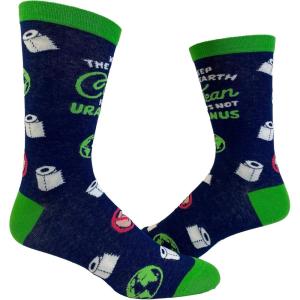 Crazy Dog T-Shirts Women’s Keep The Earth Clean It’s Not Uranus Socks Funny Toilet Space Humor Graphic Footwear