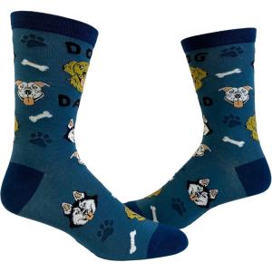Men’s Dog Dad Socks Funny Fathers Day Pet Puppy Lover Graphic Footwear Blue One Size