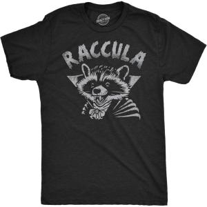 Mens Funny T Shirts Raccula Sarcastic Halloween Vampire Graphic Raccoon Novelty Tee for Men