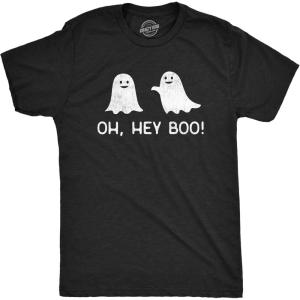 Mens Oh Hey Boo T Shirt Funny Halloween Party Ghost Relationship Tee for Guys(Heather Black – Boo)