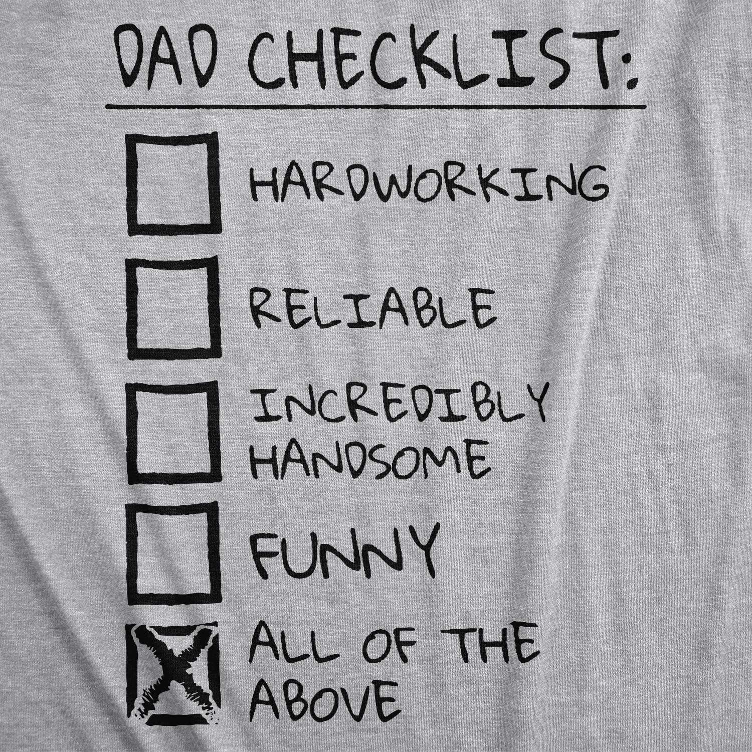 imageMens Dad Checklist T Shirt Funny Fathers Day Tee Dad Gift IdeasLight Heather Grey