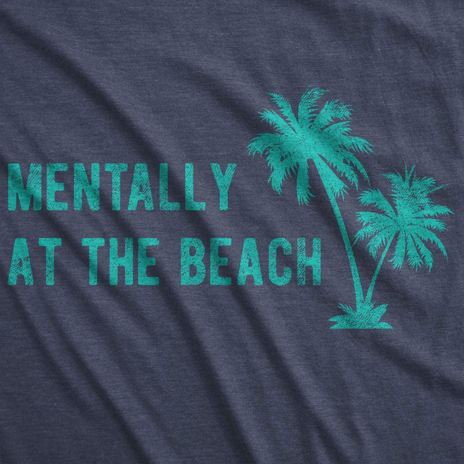 imageWomens Mentally at The Beach T Shirt Funny Sarcastic Vacation TeeHeather Navy