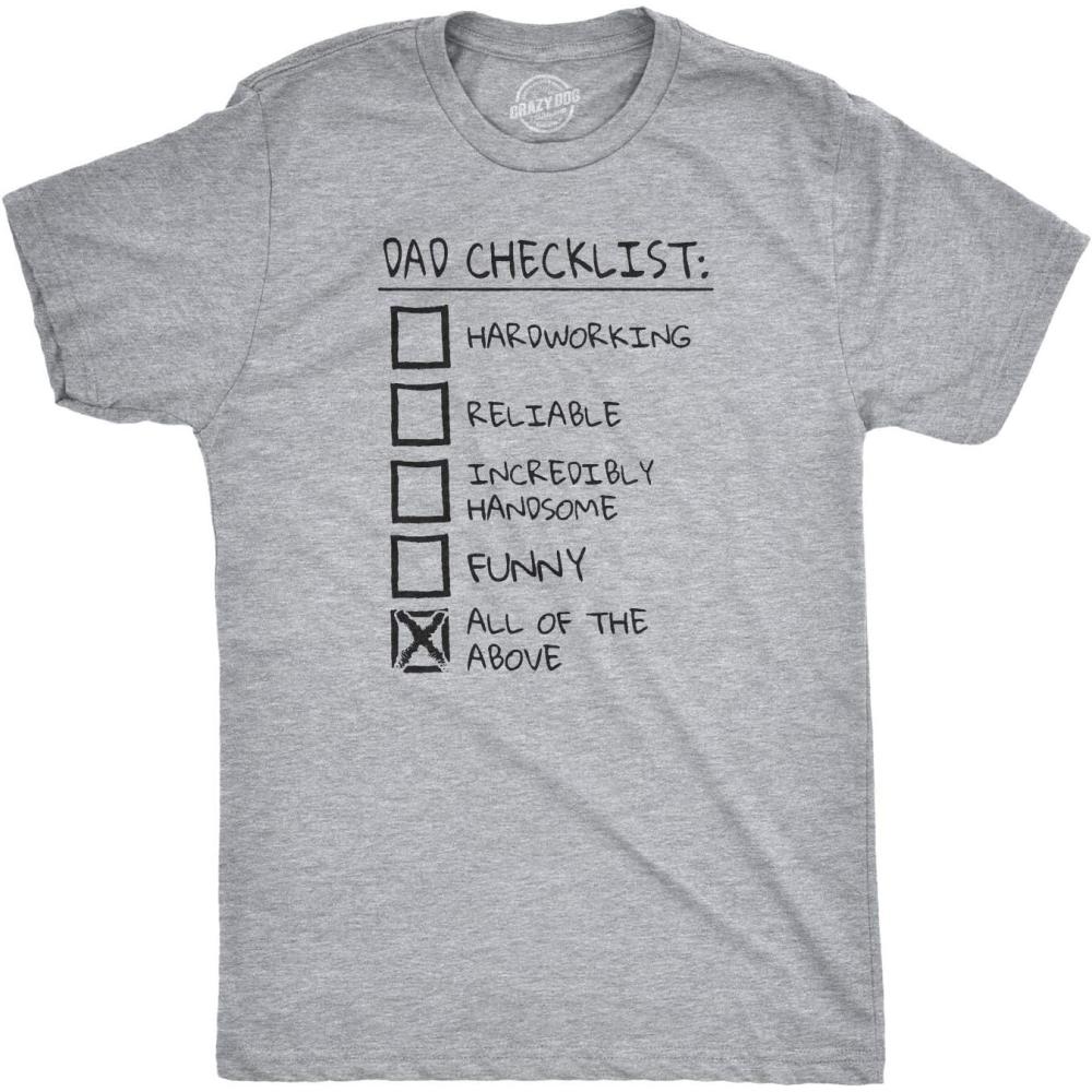 imageMens Dad Checklist T Shirt Funny Fathers Day Tee Dad Gift IdeasLight Heather Grey