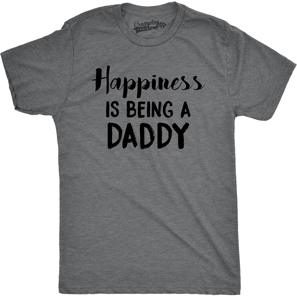 imageMens Happiness is Being a Daddy Funny Fathers Day Family Proud Dad T ShirtDark Heather Grey
