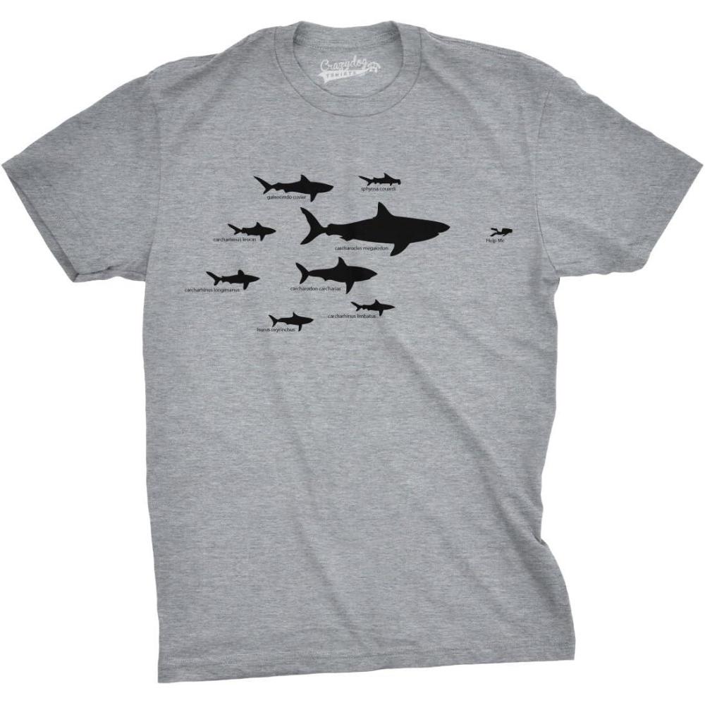 imageMens Shark Hierarchy Chart T Shirt Funny Science Ocean Tee for Guys Funny T Shirts Shark Apparel for Men Cool Science Short Sleeve Novelty Tees for Guys Light Grey 3XL