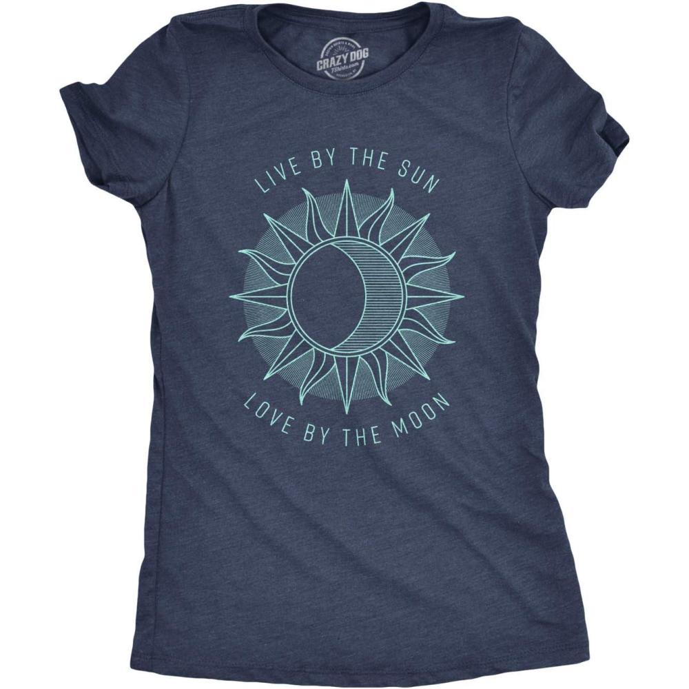 imageWomens Live by The Sun Love by The Moon Cool Beach Tee Vacation T ShirtHeather Navy