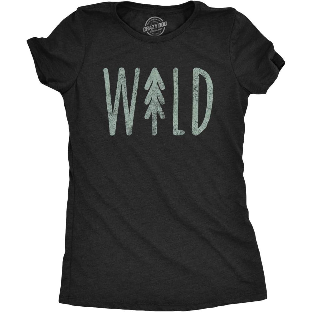 imageWomens Wild T Shirt Cute Vacation Adventure Camping Hiking Vintage Graphic TeeHeather Black