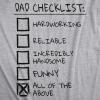 Mens Dad Checklist T Shirt Funny Fathers Day Tee Dad Gift Ideas(Light Heather Grey)