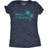 Womens Mentally at The Beach T Shirt Funny Sarcastic Vacation Tee(Heather Navy)