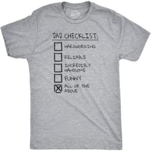 Mens Dad Checklist T Shirt Funny Fathers Day Tee Dad Gift Ideas(Light Heather Grey)