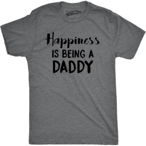Mens Happiness is Being a Daddy Funny Fathers Day Family Proud Dad T Shirt(Dark Heather Grey)
