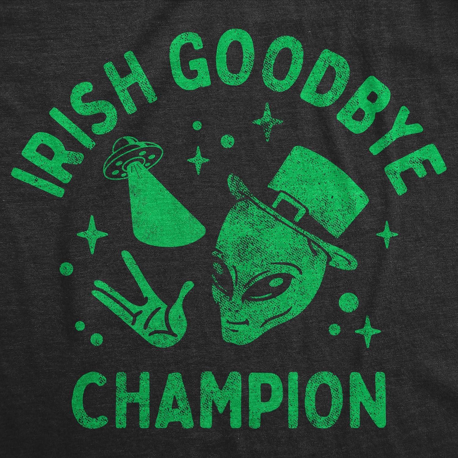 imageMens Funny T Shirts Irish Goodbye Champion Sarcastic St Patricks Day Graphic Novelty Tee for MenHeather Black Irish Goodbye