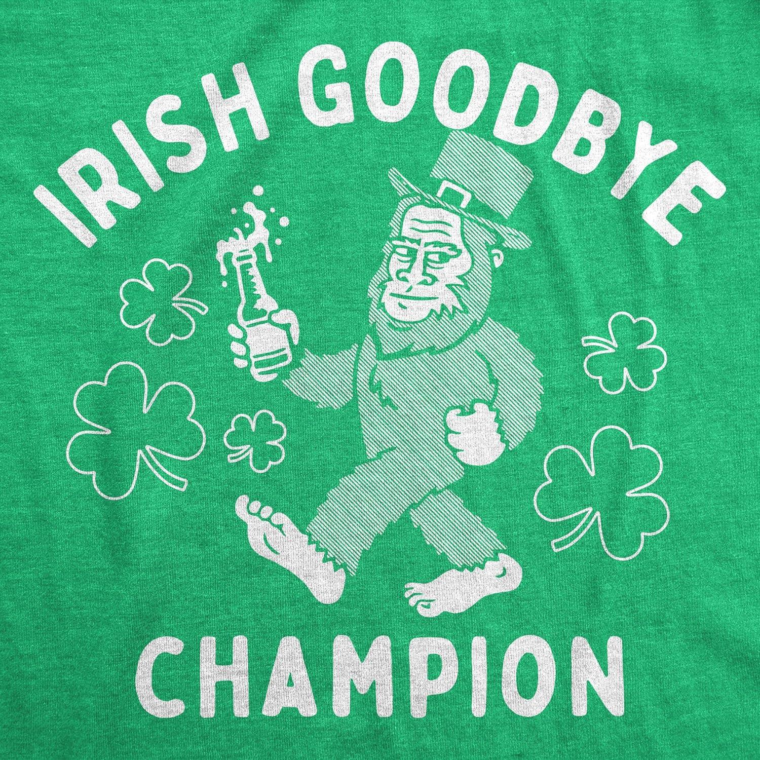 imageMens Funny T Shirts Irish Goodbye Champion Sarcastic St Patricks Day Graphic Novelty Tee for MenHeather Green Irish Goodbye