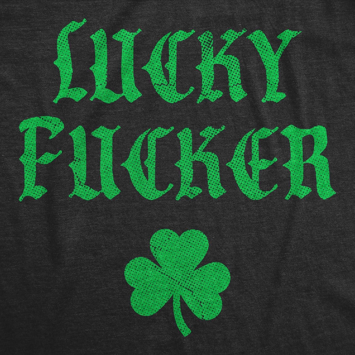imageMens Funny T Shirts Lucky Fcker Sarcastic St Patricks Day Graphic Novelty Tee for Men
