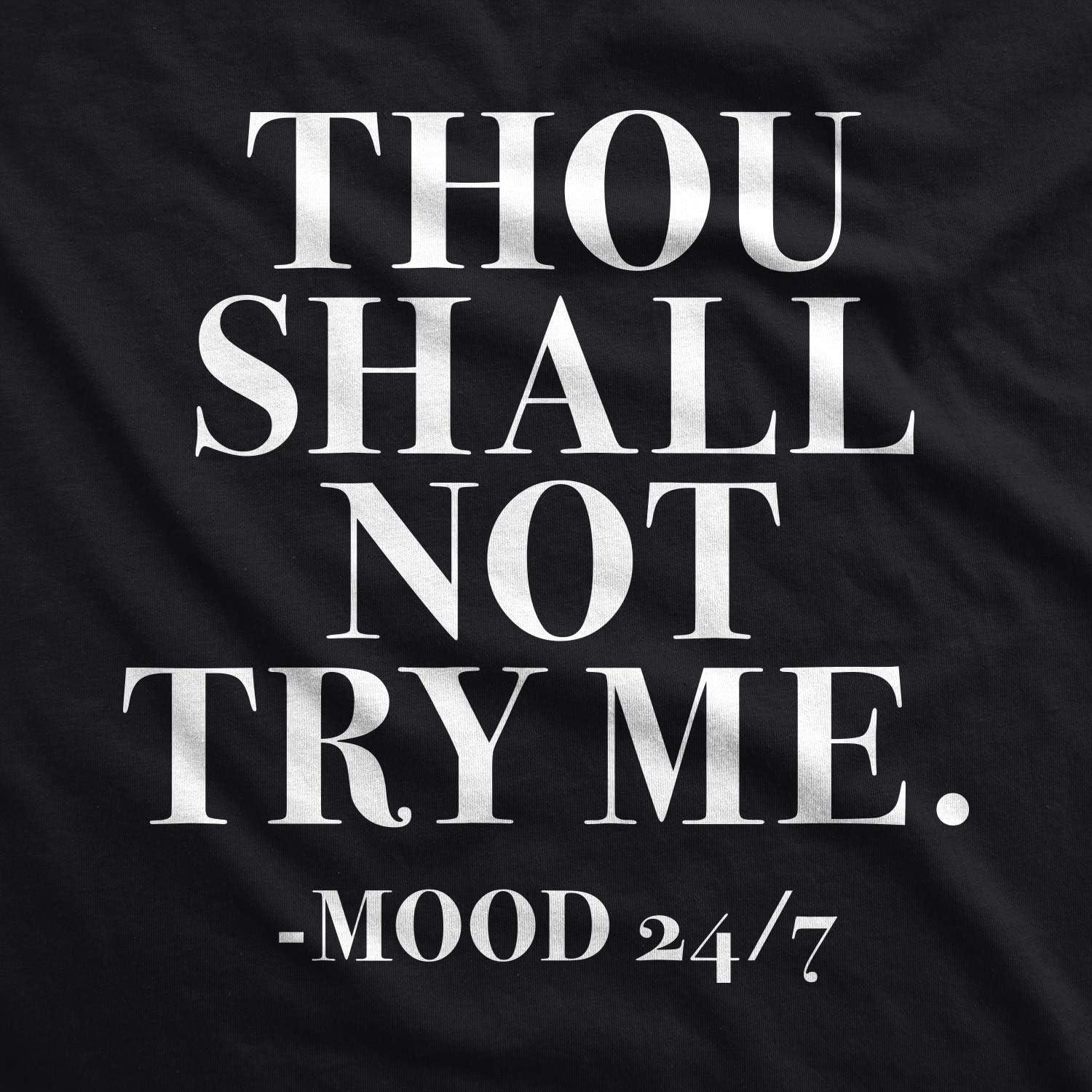 imageMens Thou Shall Not Try Me T Shirt Funny Sarcastic Sassy Tee for Guys Funny T Shirts Cool Sarcastic Short Sleeve Novelty Tees for Guys Black L
