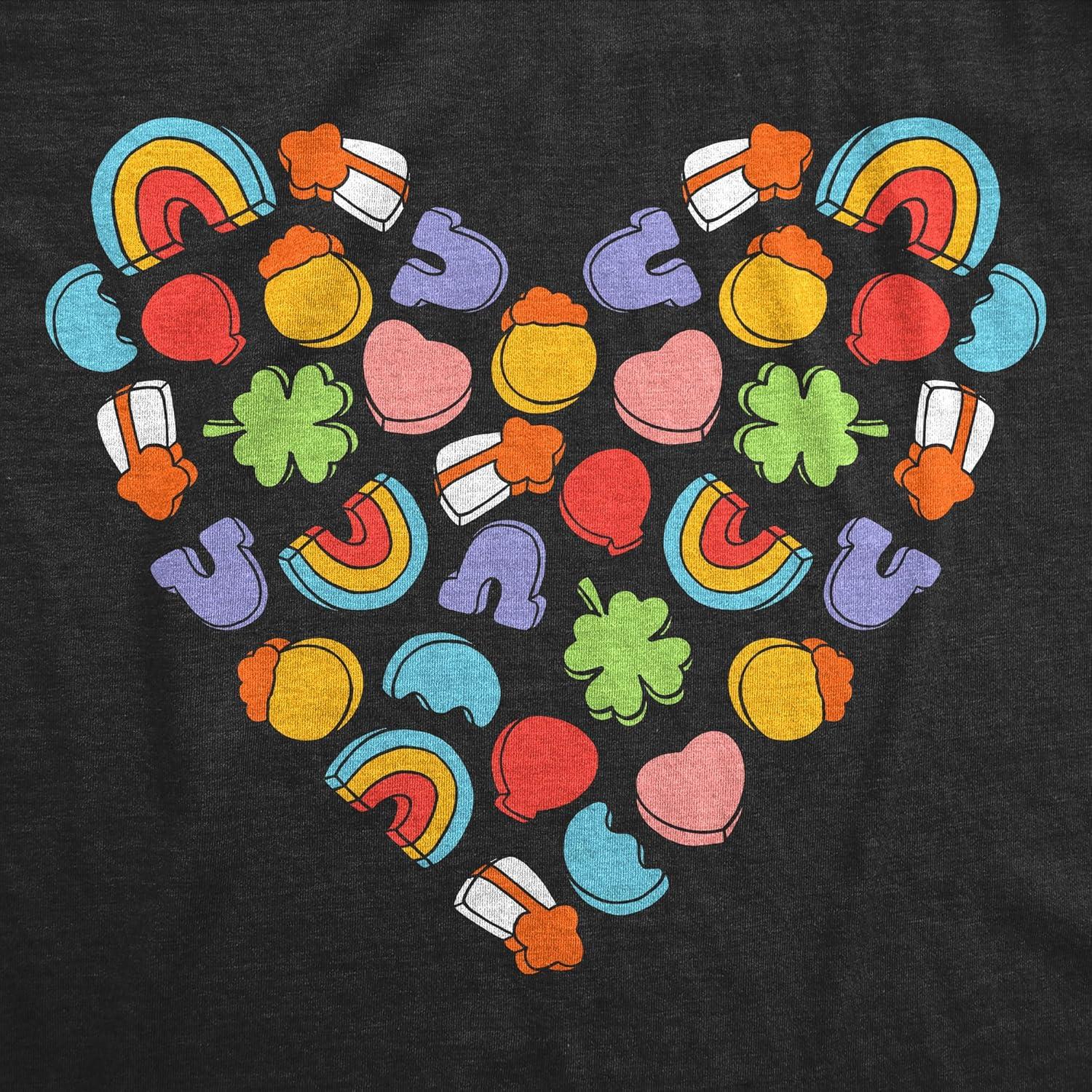 imageWomens Funny T Shirts Charms Marshmallow Heart Sarcastic St Patricks Day Tee for Ladies