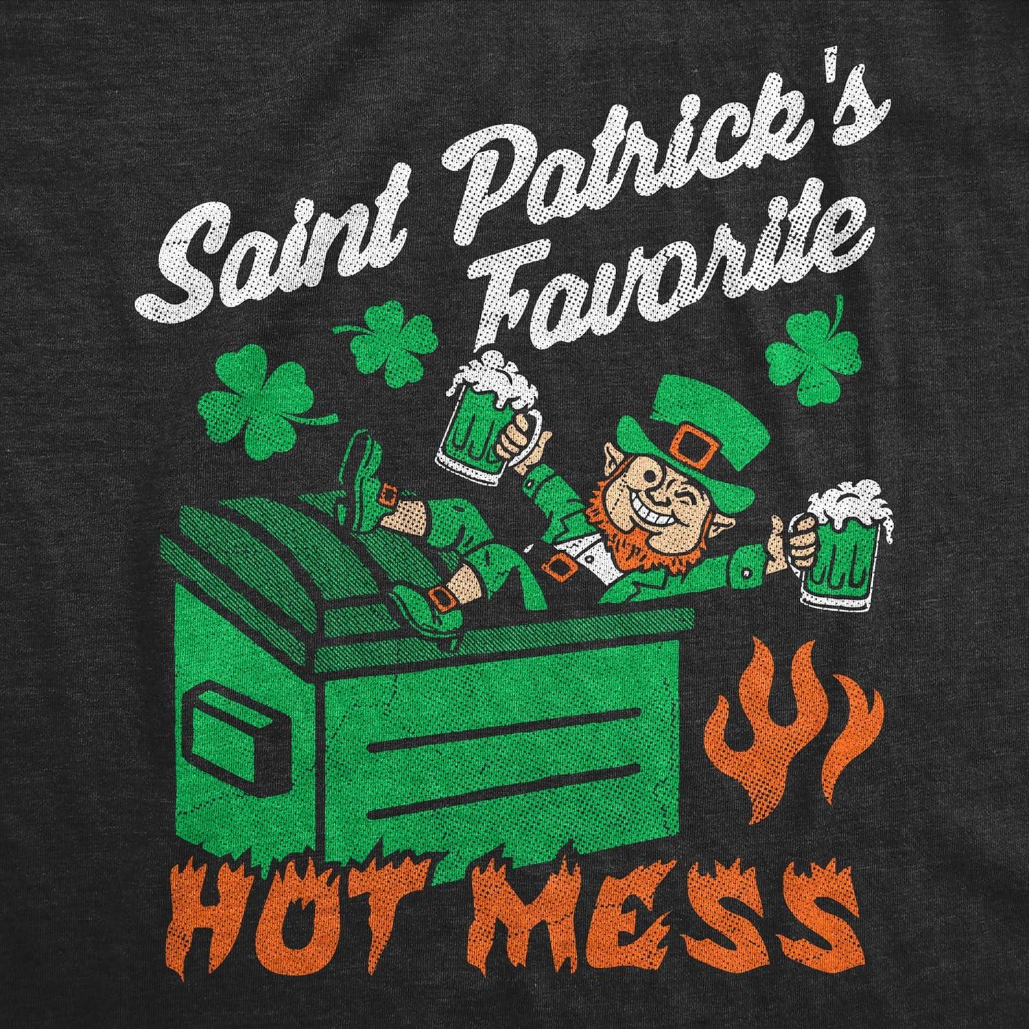 imageWomens Funny T Shirts Saint Patricks Favorite Hot Mess Sarcastic St Paddys Day Tee for Ladies