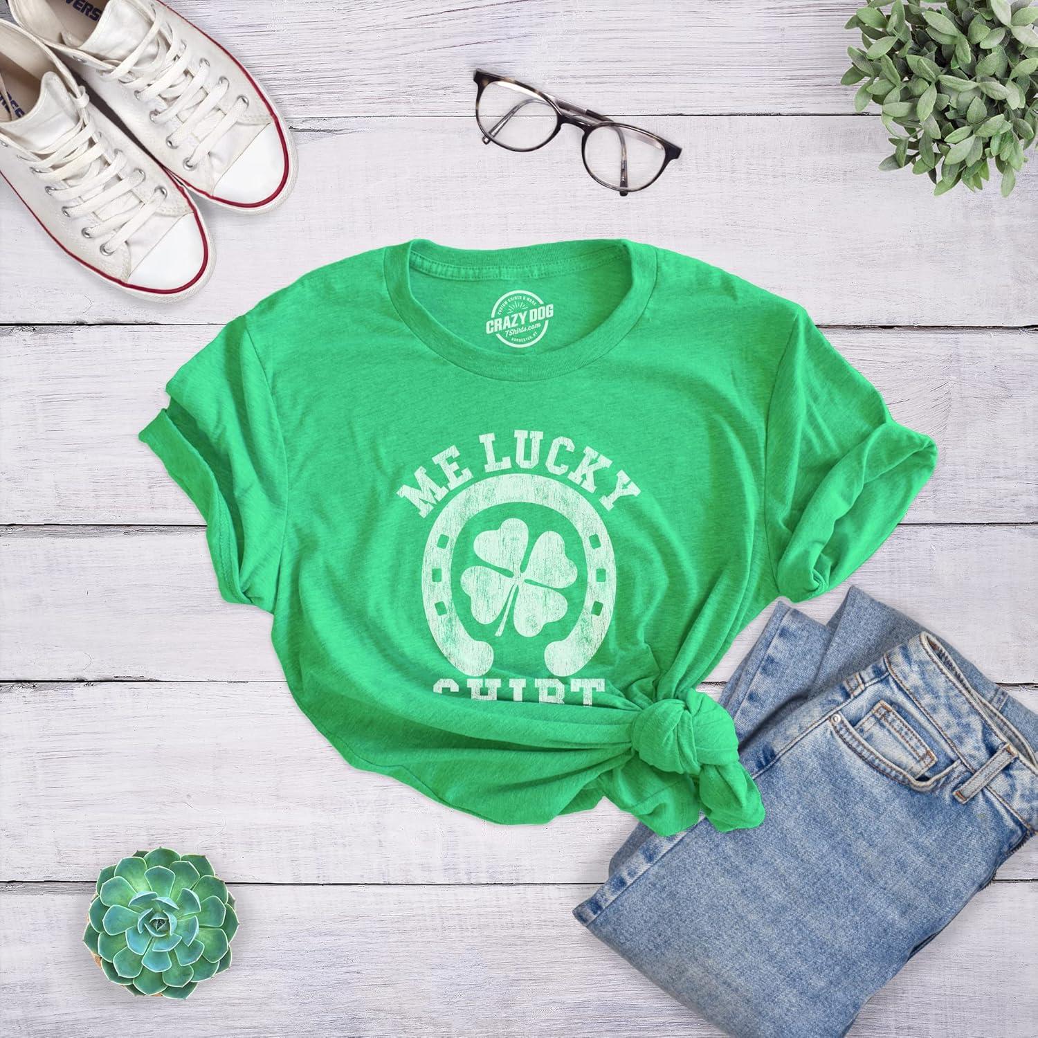 imageWomens Me Lucky Shirt T Shirt Funny Leprechaun Saint Patricks Day St Patty TeeHeather Green