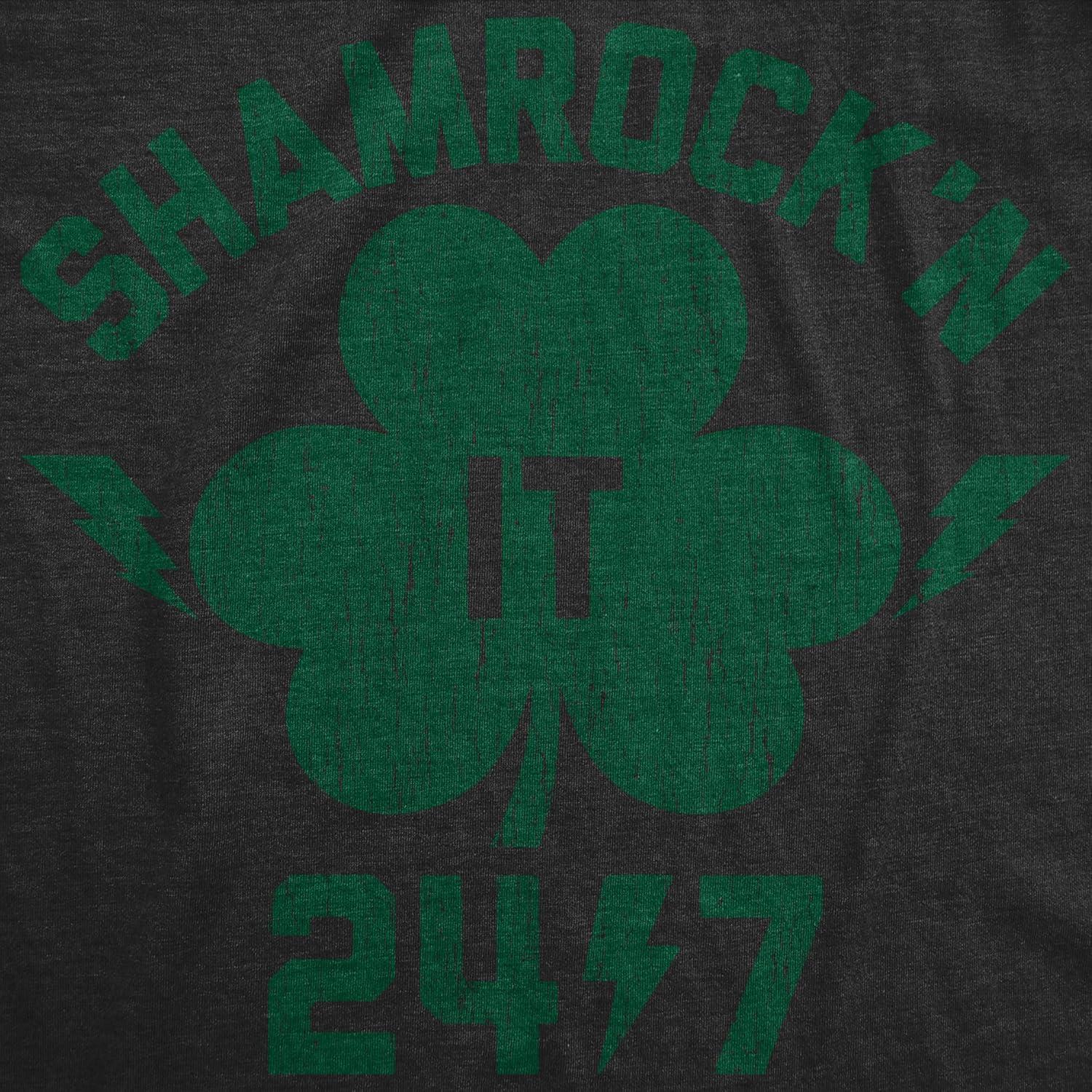 imageWomens Shamrockn It 247 T Shirt Funny Saint Patricks Day Irish Clover Lucky TeeHeather Black