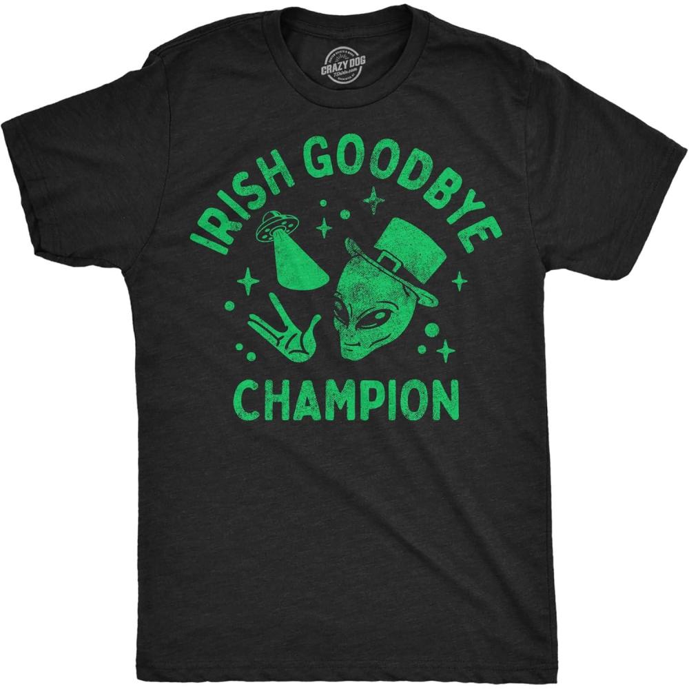 imageMens Funny T Shirts Irish Goodbye Champion Sarcastic St Patricks Day Graphic Novelty Tee for MenHeather Black Irish Goodbye