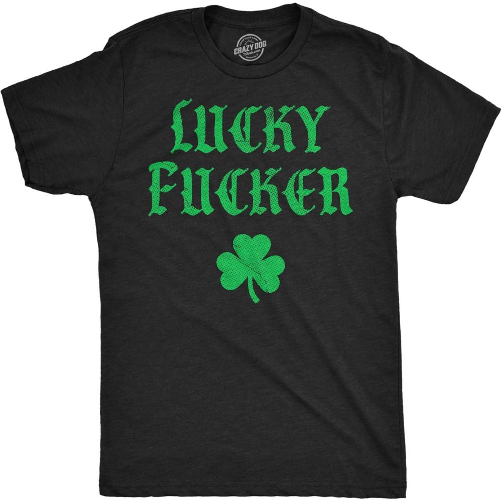 imageMens Funny T Shirts Lucky Fcker Sarcastic St Patricks Day Graphic Novelty Tee for Men