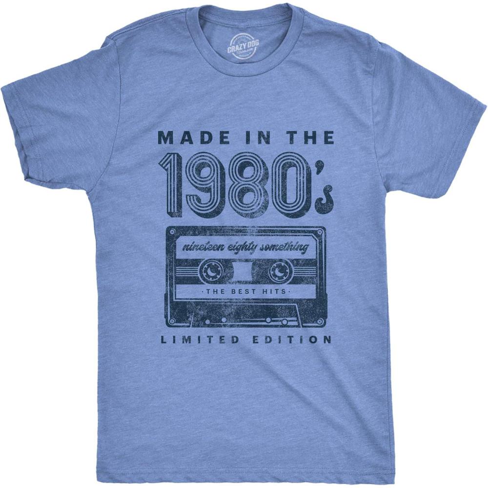 imageMens Made in The 1980s T Shirt Funny Retro Cassette Tape Music Graphic Tee