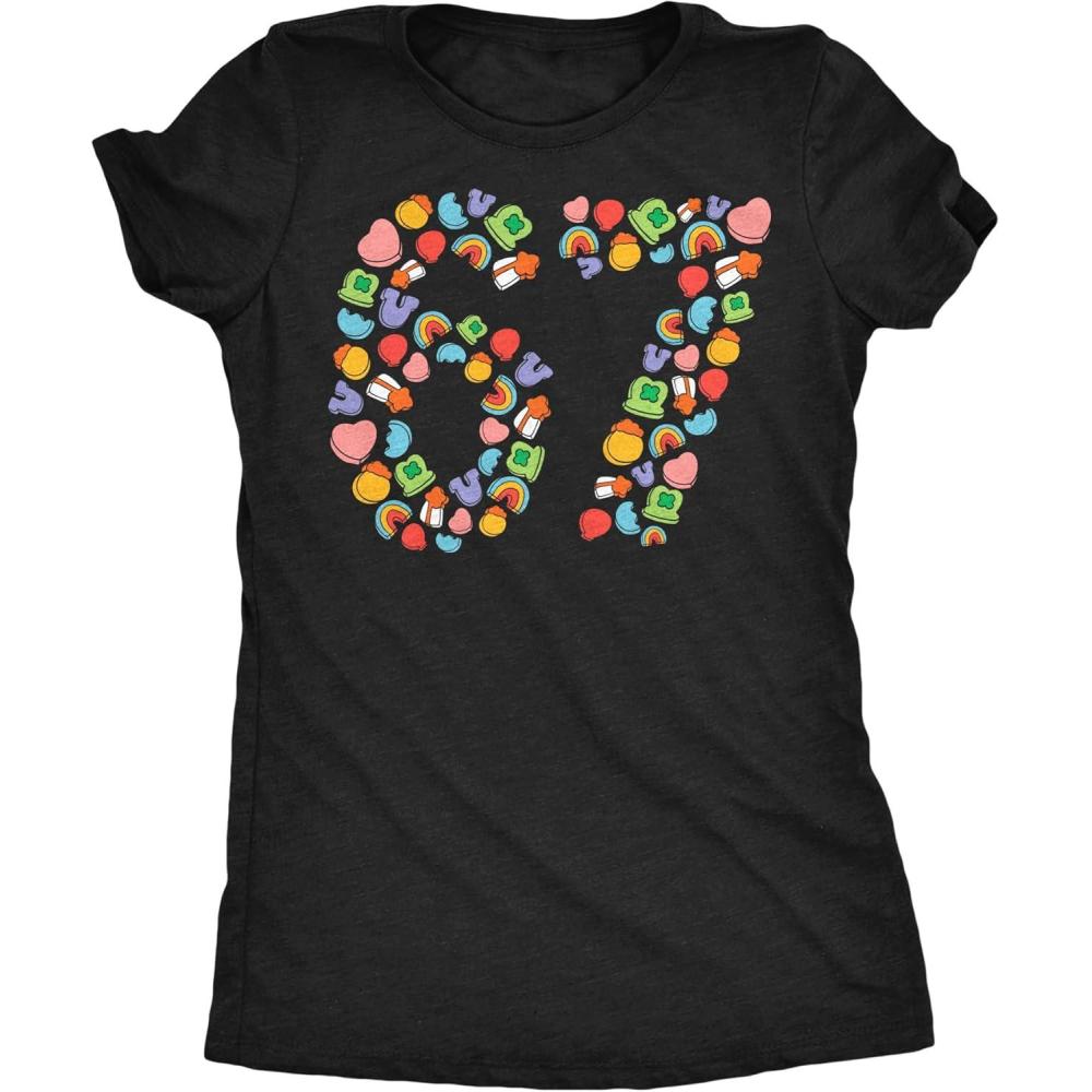 imageWomens Funny T Shirts 6 7 Charms Sarcastic St Patricks Day Meme Tee for Ladies