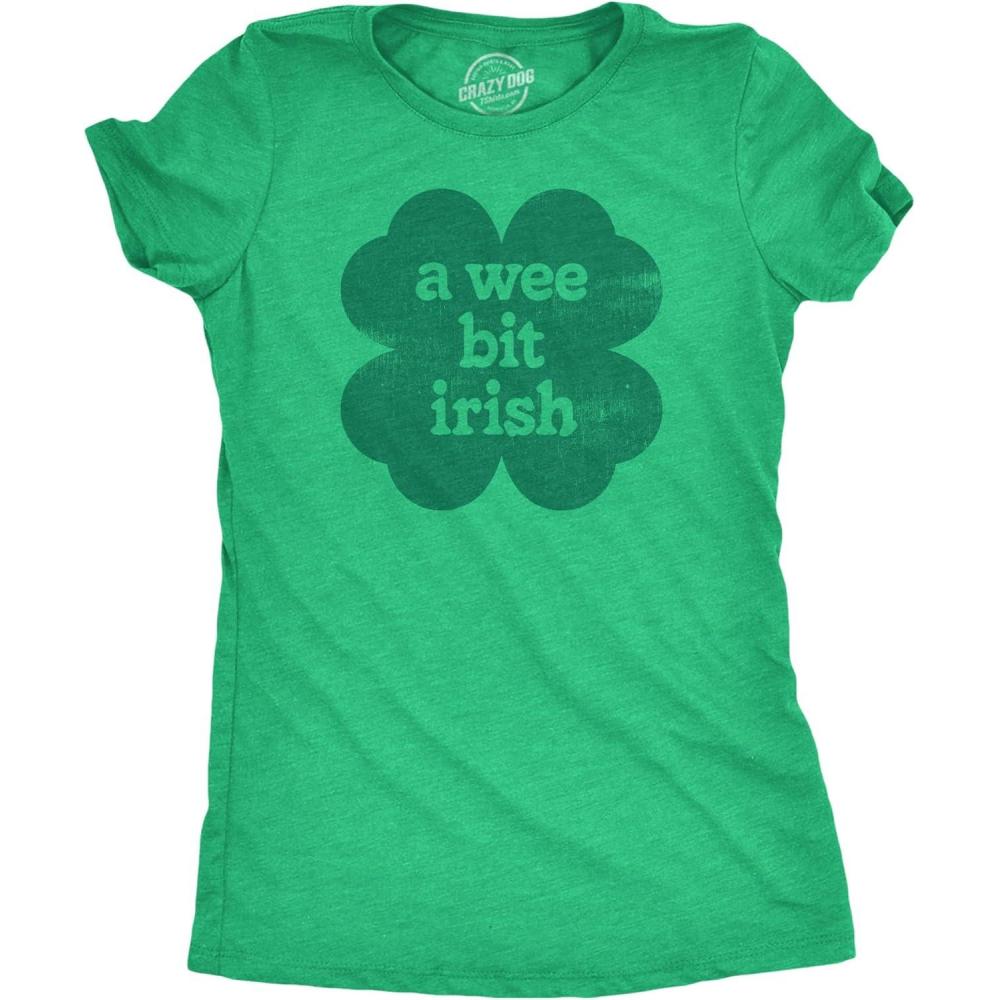 imageWomens Funny T Shirts A Wee Bit Irish Sarcastic St Patricks Day Graphic Novelty Tee for Ladies