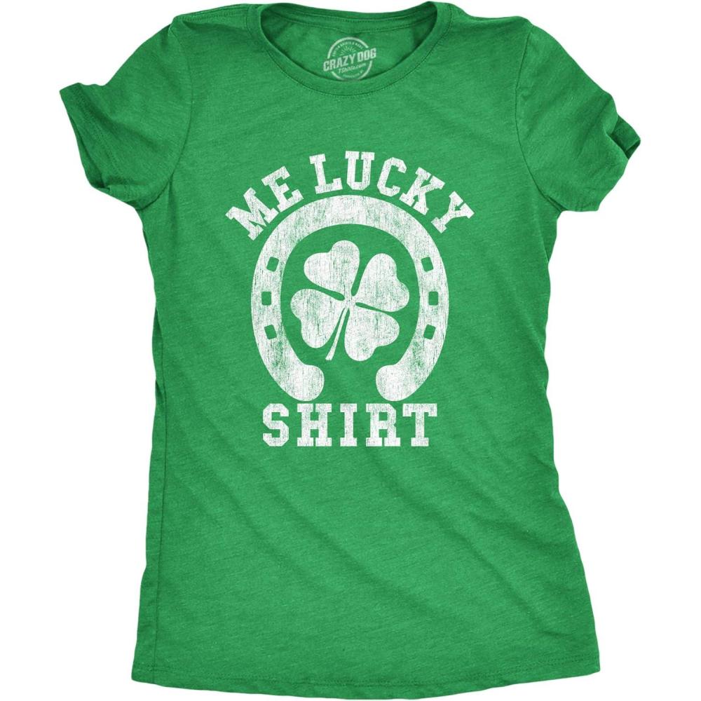 imageWomens Me Lucky Shirt T Shirt Funny Leprechaun Saint Patricks Day St Patty TeeHeather Green