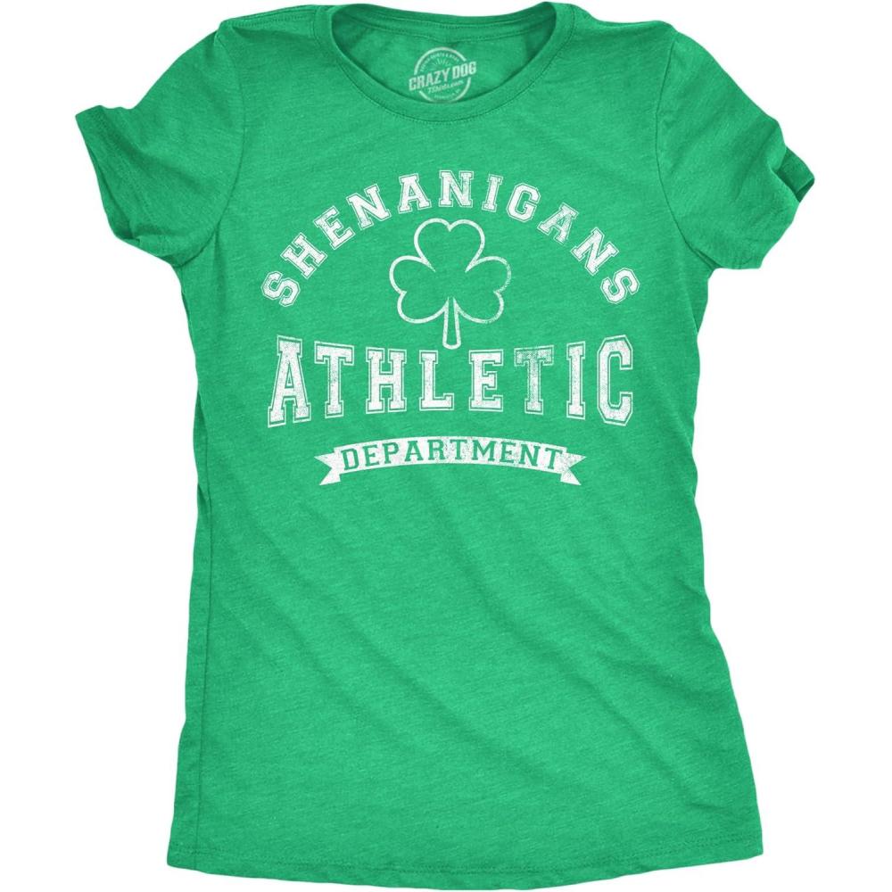 imageWomens Tee Shenanigans Athletic Department Funny St Patricks Day Graphic T ShirtHeather Green Shenanigans Athletic Dept